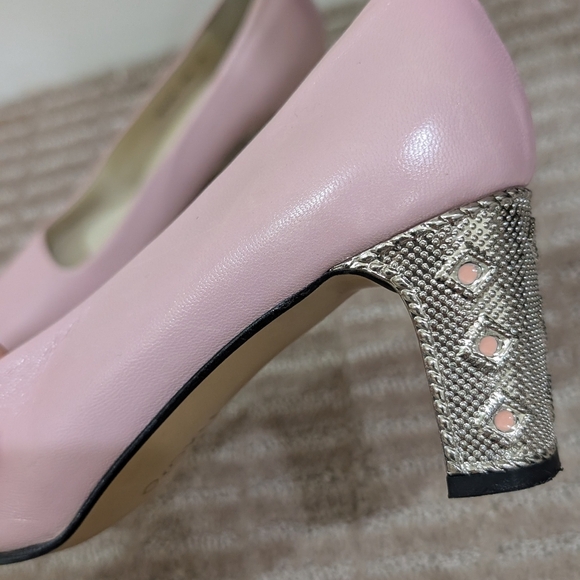 Vintage Spanish Made Pink Square Toe Heels Size 7 - Picture 2 of 9